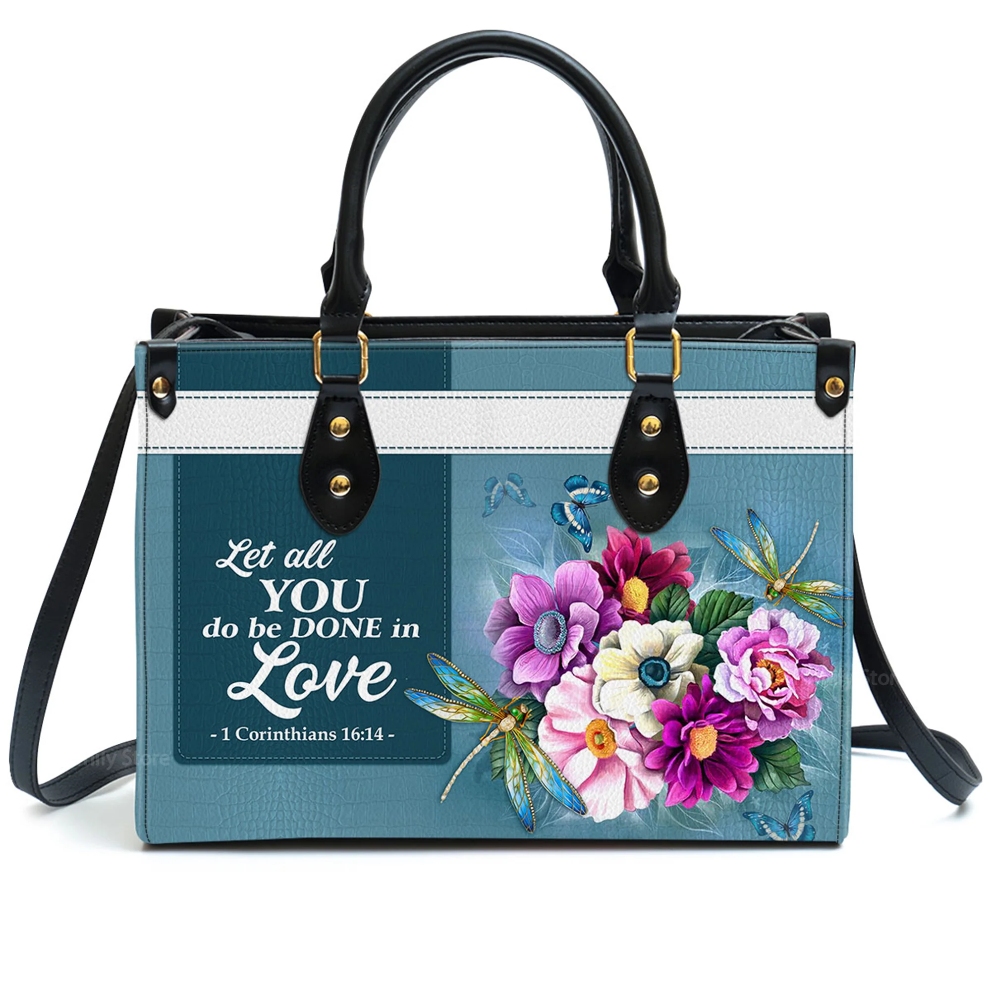 Corinthians 16:14 Let All That You Do Be Done In Love - Thoughtful Gift For Christians - Personalized Leather Handbag With Handle - AT4080836 - Image 2