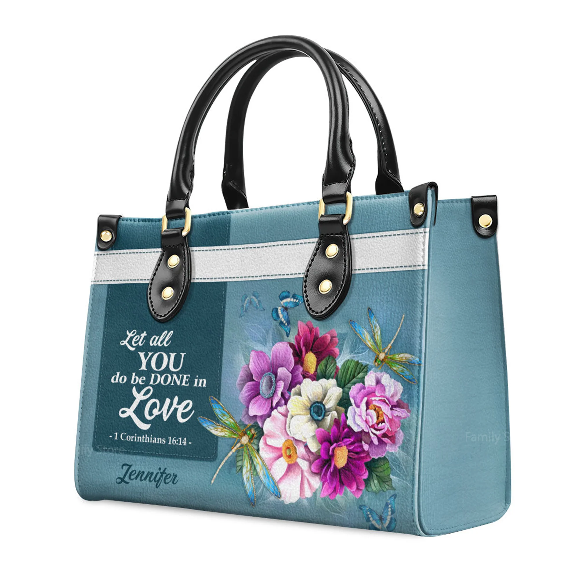 Corinthians 16:14 Let All That You Do Be Done In Love - Thoughtful Gift For Christians - Personalized Leather Handbag With Handle - AT4080836 - Image 3