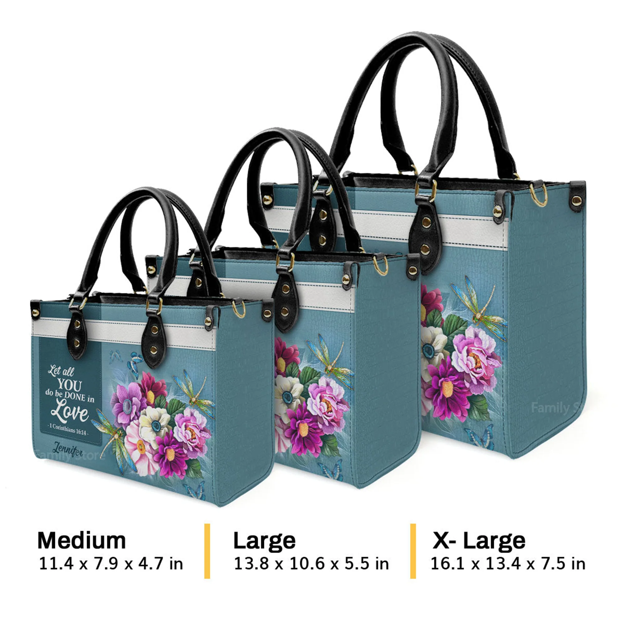 Corinthians 16:14 Let All That You Do Be Done In Love - Thoughtful Gift For Christians - Personalized Leather Handbag With Handle - AT4080836 - Image 4