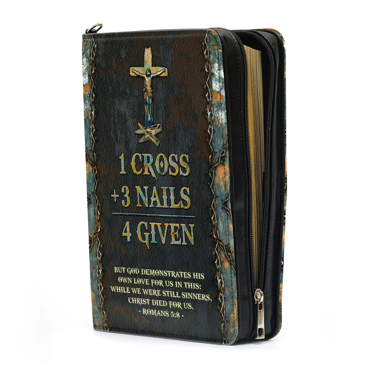 1 Cross 3 Nails 4 Given - Personalized Bible Cover TD118 - Image 3