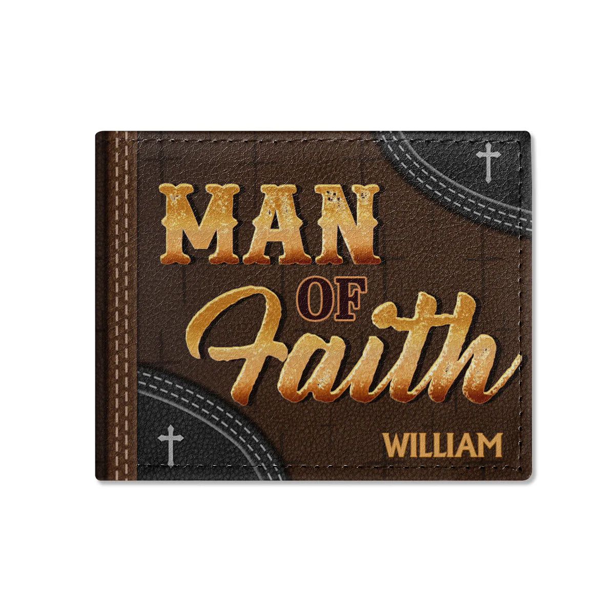 1 Cross 3 Nails 4 Given - Personalized Leather Folded Wallet TD118 - Image 2