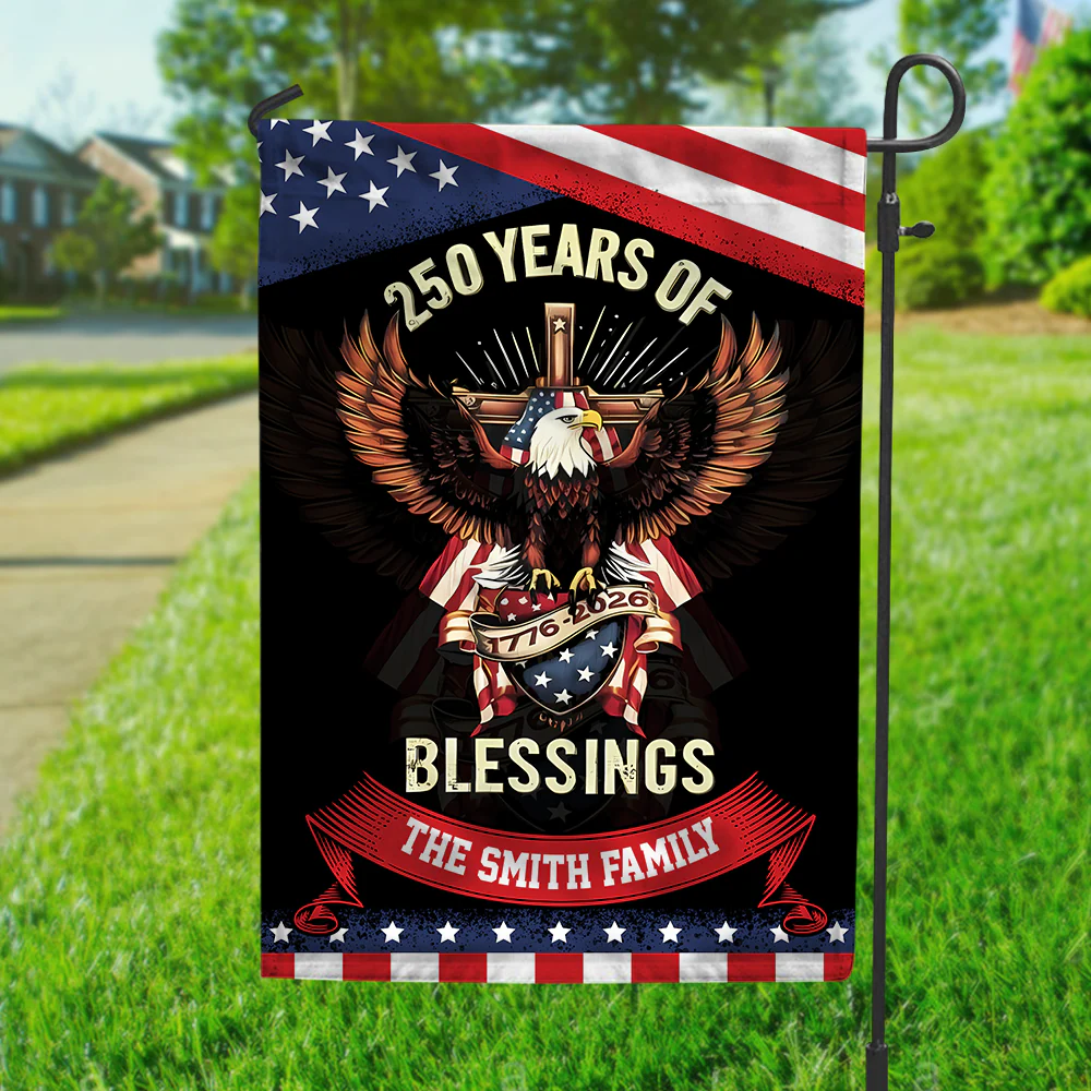250 Years Of Blessings Under God - Personalized Flag - Patriotic Gift For Family HN02 - Image 2