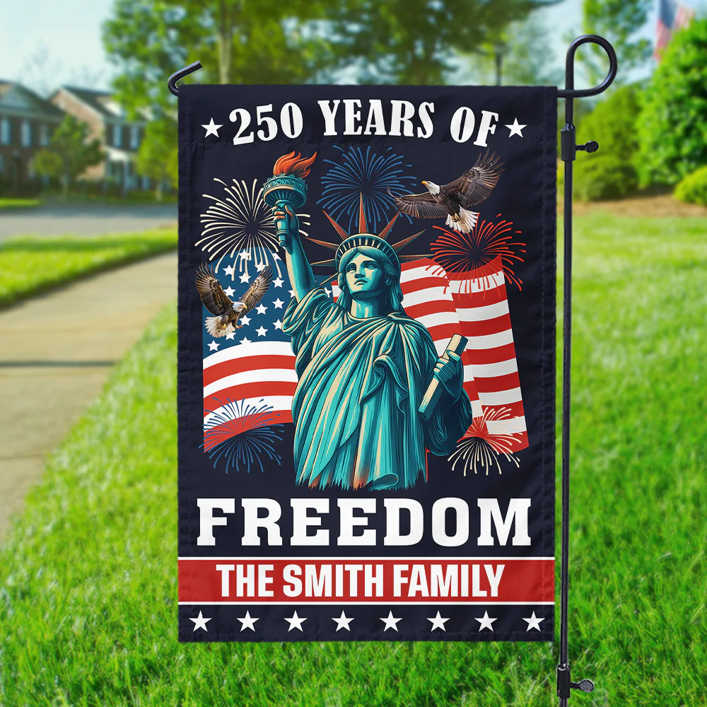 250 Years of Freedom Anniversary Statue of Liberty - Personalized Flag - Patriotic Gift For Family HN02. - Image 4