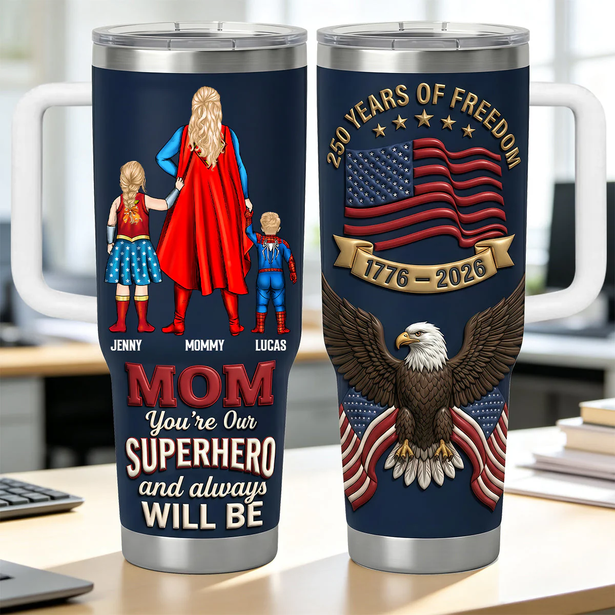 250 Years Of Freedom Mom and Kids - Personalized Tumbler - Gift For Mom, Family Members | CL02 HN02