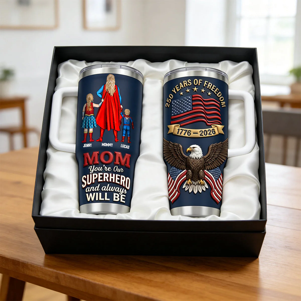 250 Years Of Freedom Mom and Kids - Personalized Tumbler - Gift For Mom, Family Members | CL02 HN02 - Image 2