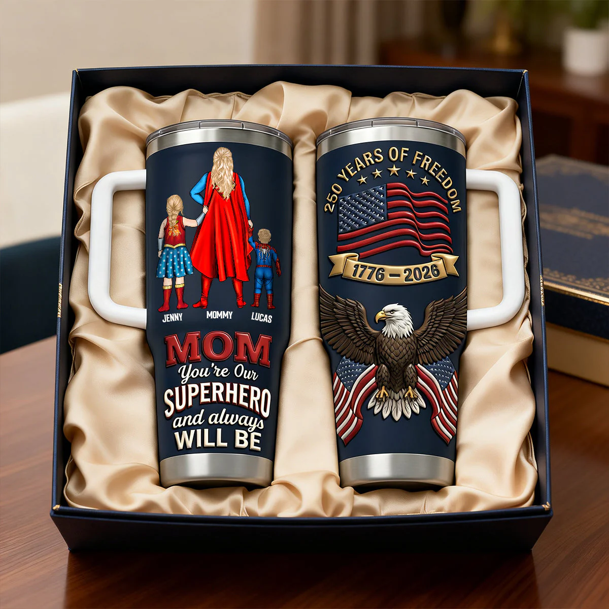 250 Years Of Freedom Mom and Kids - Personalized Tumbler - Gift For Mom, Family Members | CL02 HN02 - Image 3