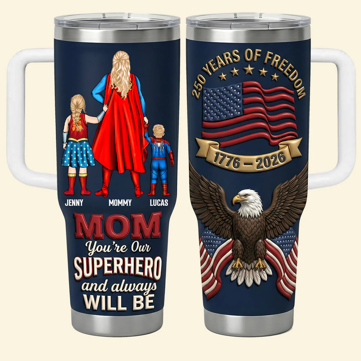 250 Years Of Freedom Mom and Kids - Personalized Tumbler - Gift For Mom, Family Members | CL02 HN02 - Image 4