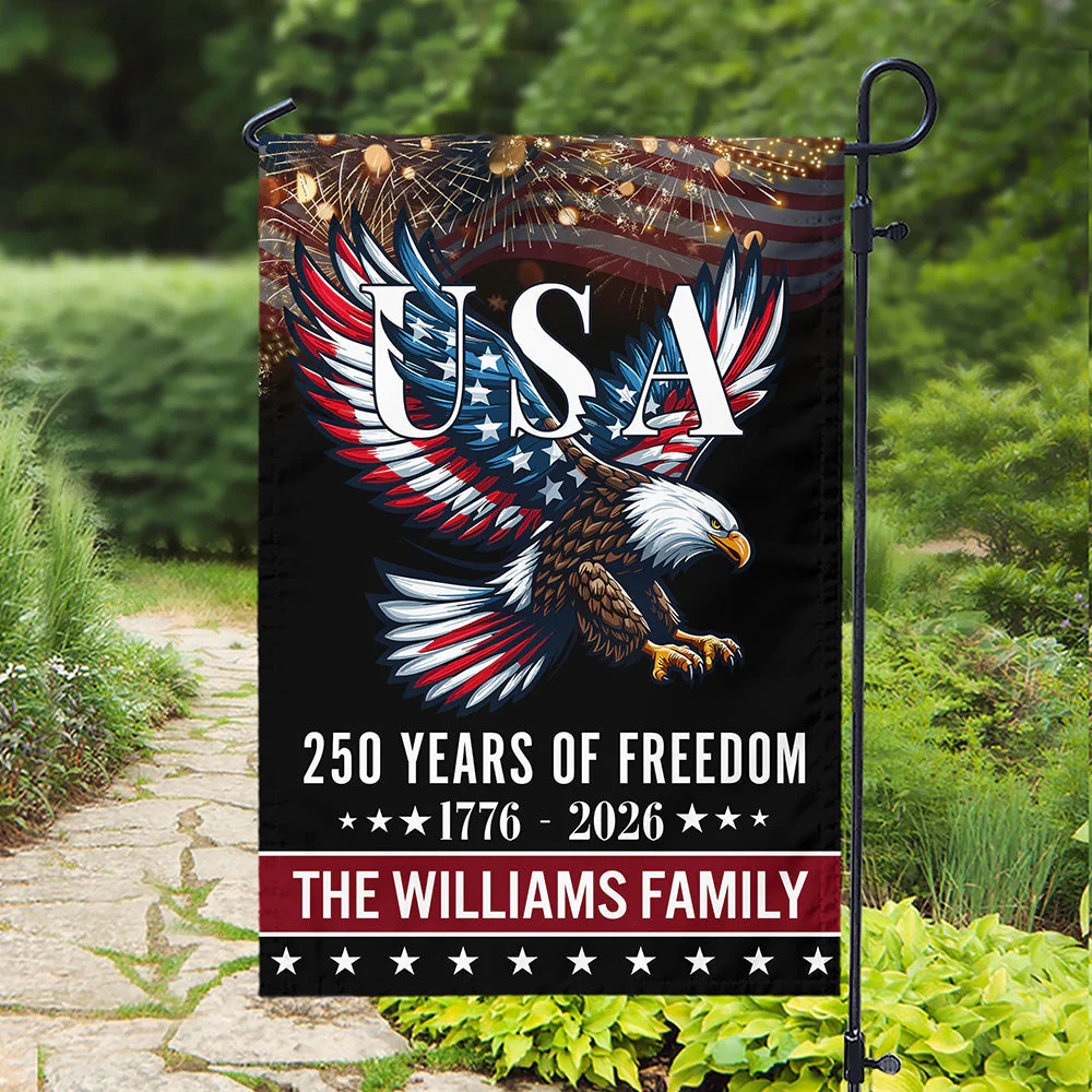 250 Years Of Freedom Patriotic Eagle - Personalized Flag - Patriotic Gift For Family | HN02 - Image 4