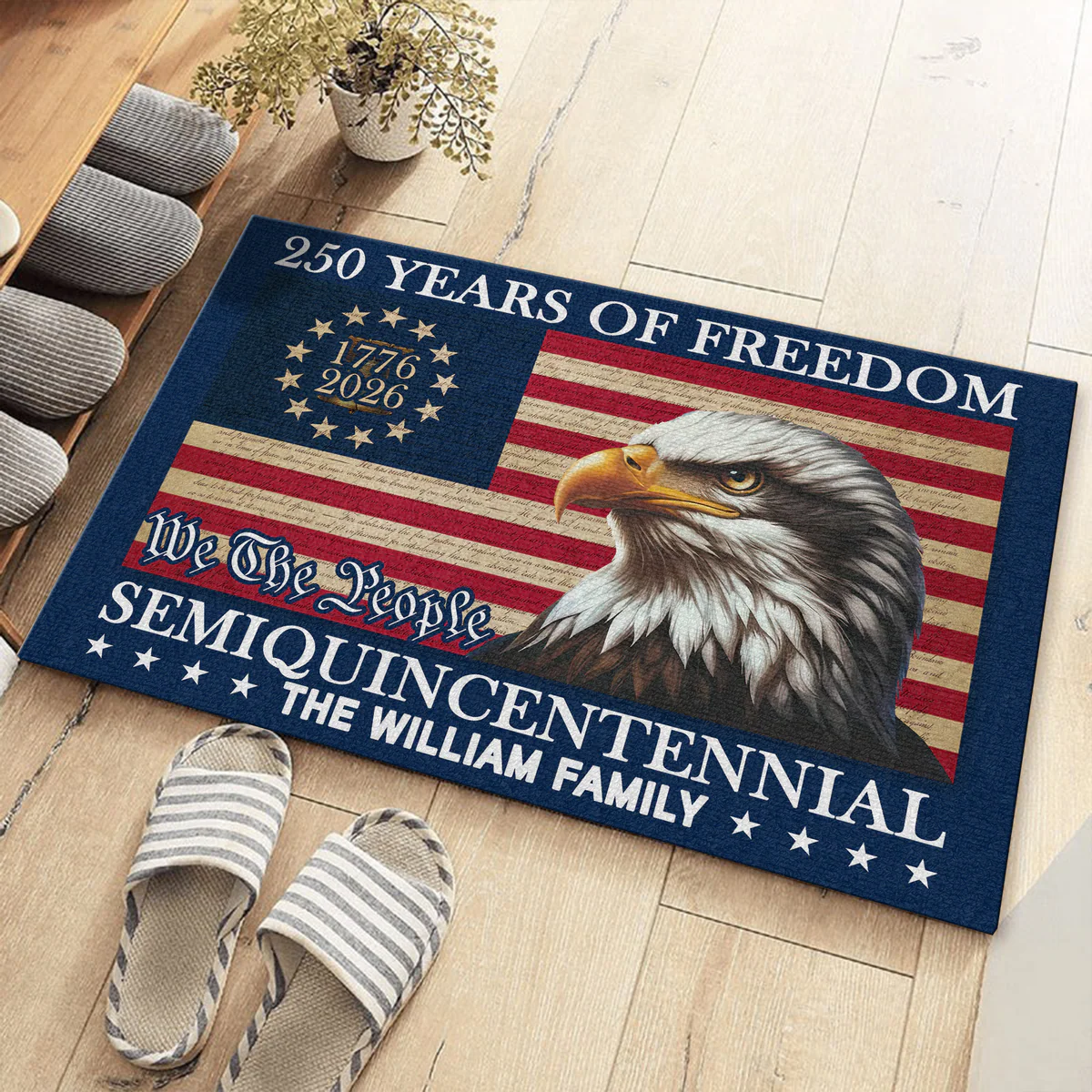 250 Years of Freedom Semiquincentennial Eagle American - Personalized Doormat - Patriotic Gift For Family HN02 - Image 4