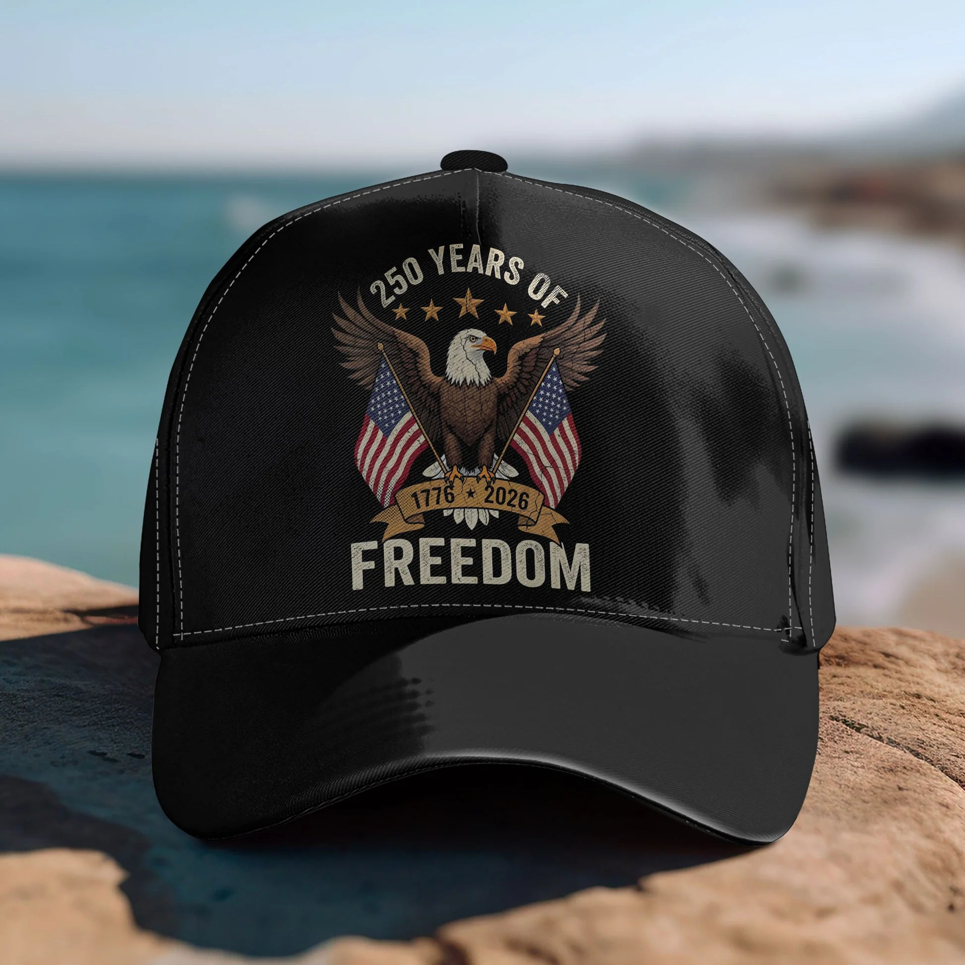 250 Years of Freedom Vintage Eagle & Dual Flags - Personalized Classic Cap - Gift For Patriotic, Veteran | HN02
