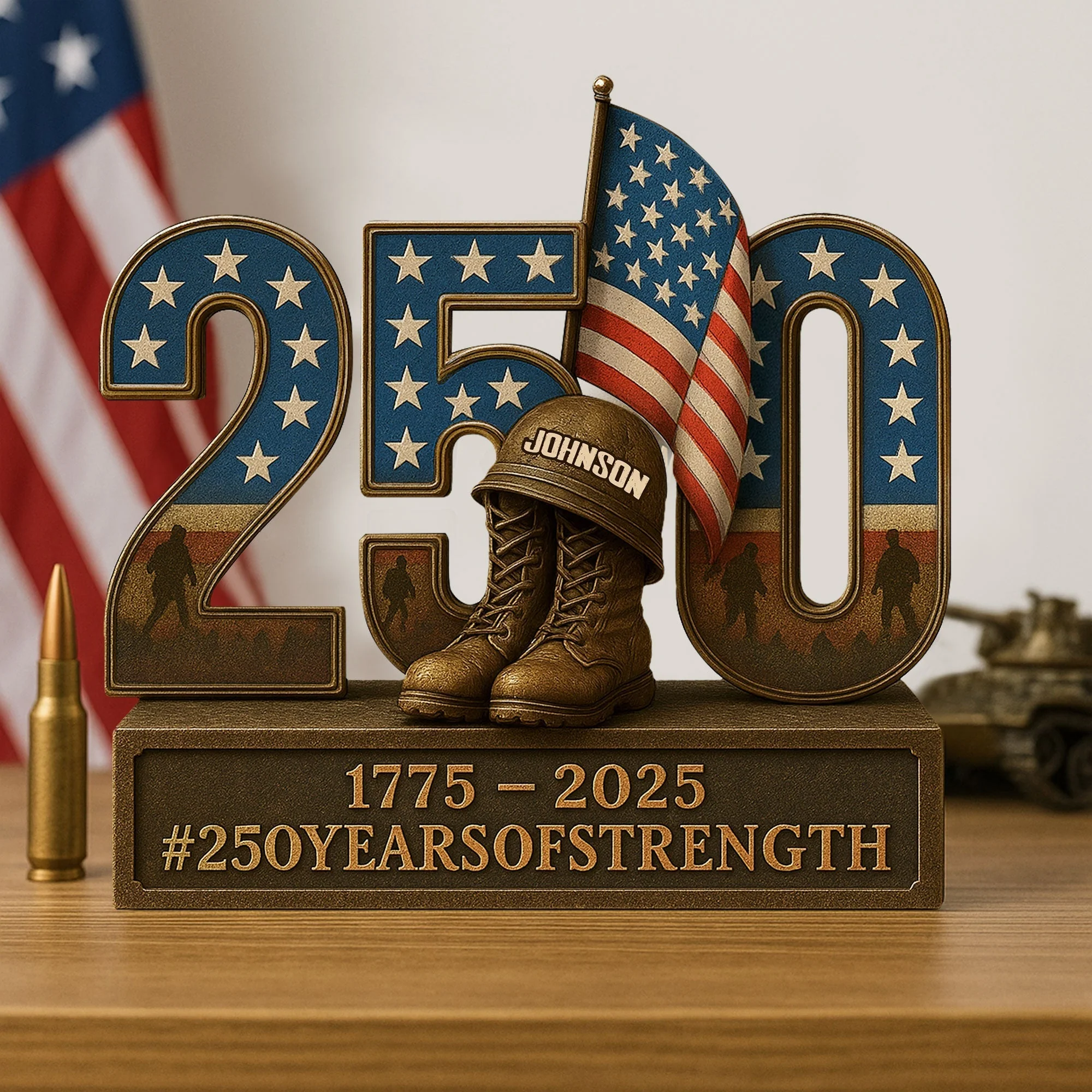 250 Years Of Strength - Shape Acrylic Plaque - Gift For Veterans | HN02