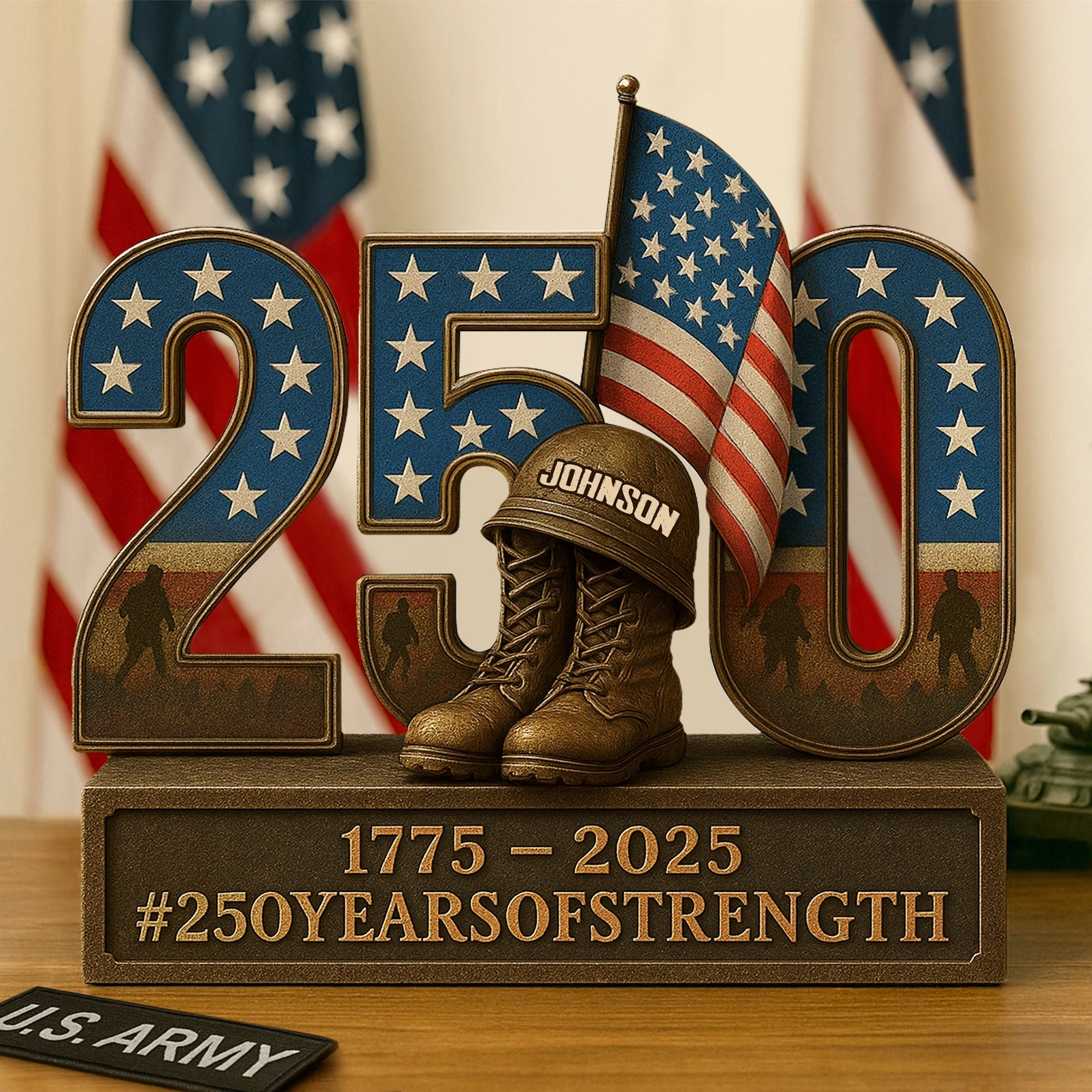 250 Years Of Strength - Shape Acrylic Plaque - Gift For Veterans | HN02 - Image 2