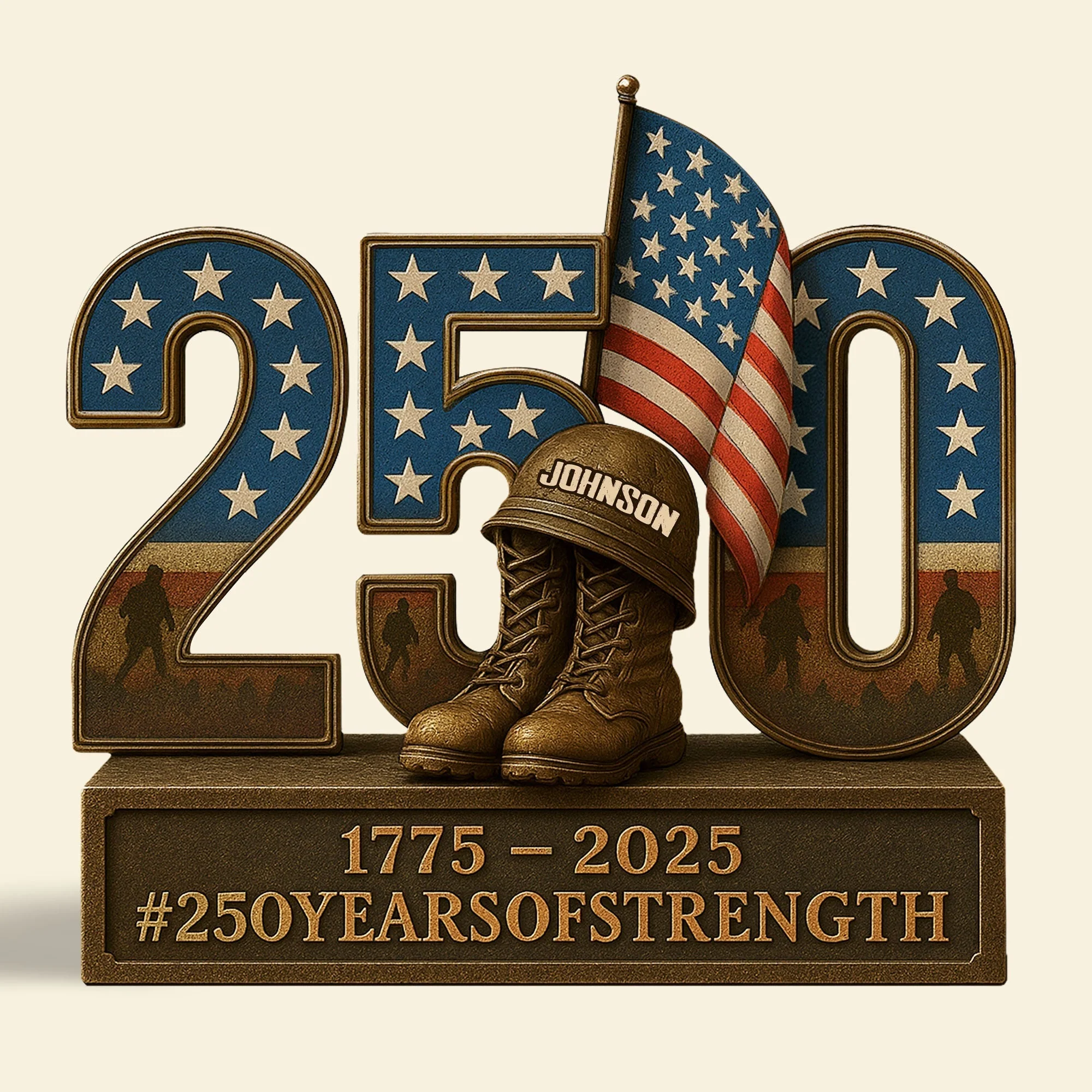 250 Years Of Strength - Shape Acrylic Plaque - Gift For Veterans | HN02 - Image 3