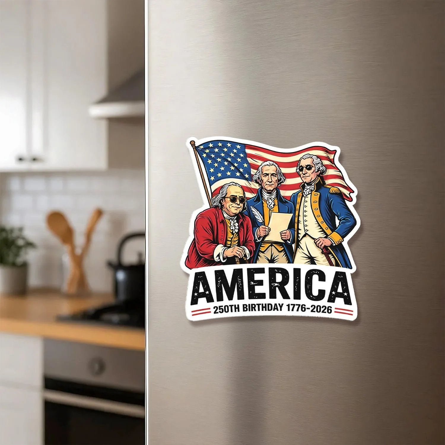 250th America 1776-2026 Anniversary - Personalized Custom Shape Acrylic Fridge Magnet - Patriotic Gift For Family HN02 - Image 2
