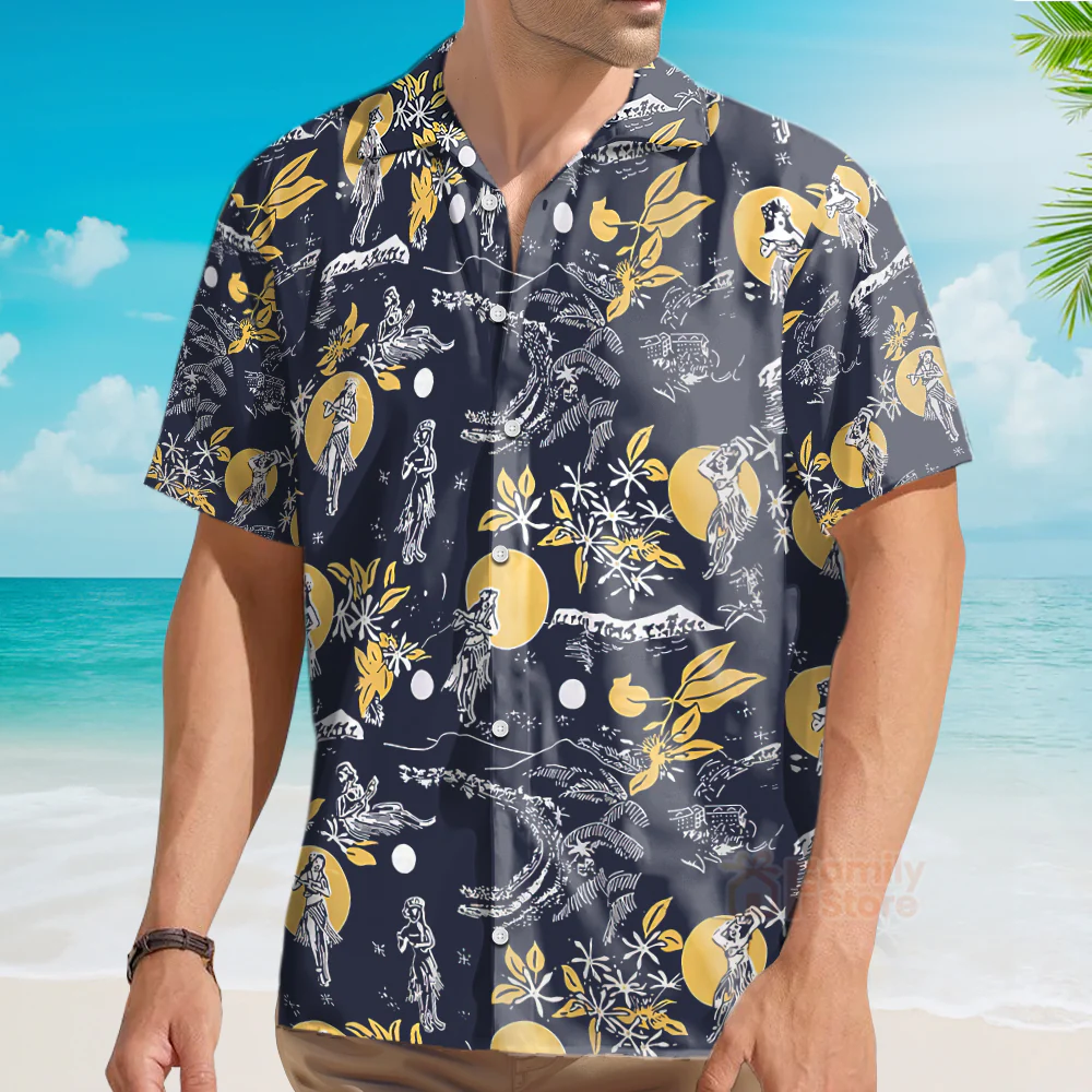 Jay Hernandez Hula Moon Navy Retro - Costumes Movies Hawaiian Shirt - Image 3