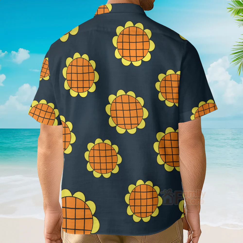 Luffy Dressrosa Lucy Sunflower Anime One Piece - Costumes Movies Hawaiian Shirt - Image 4