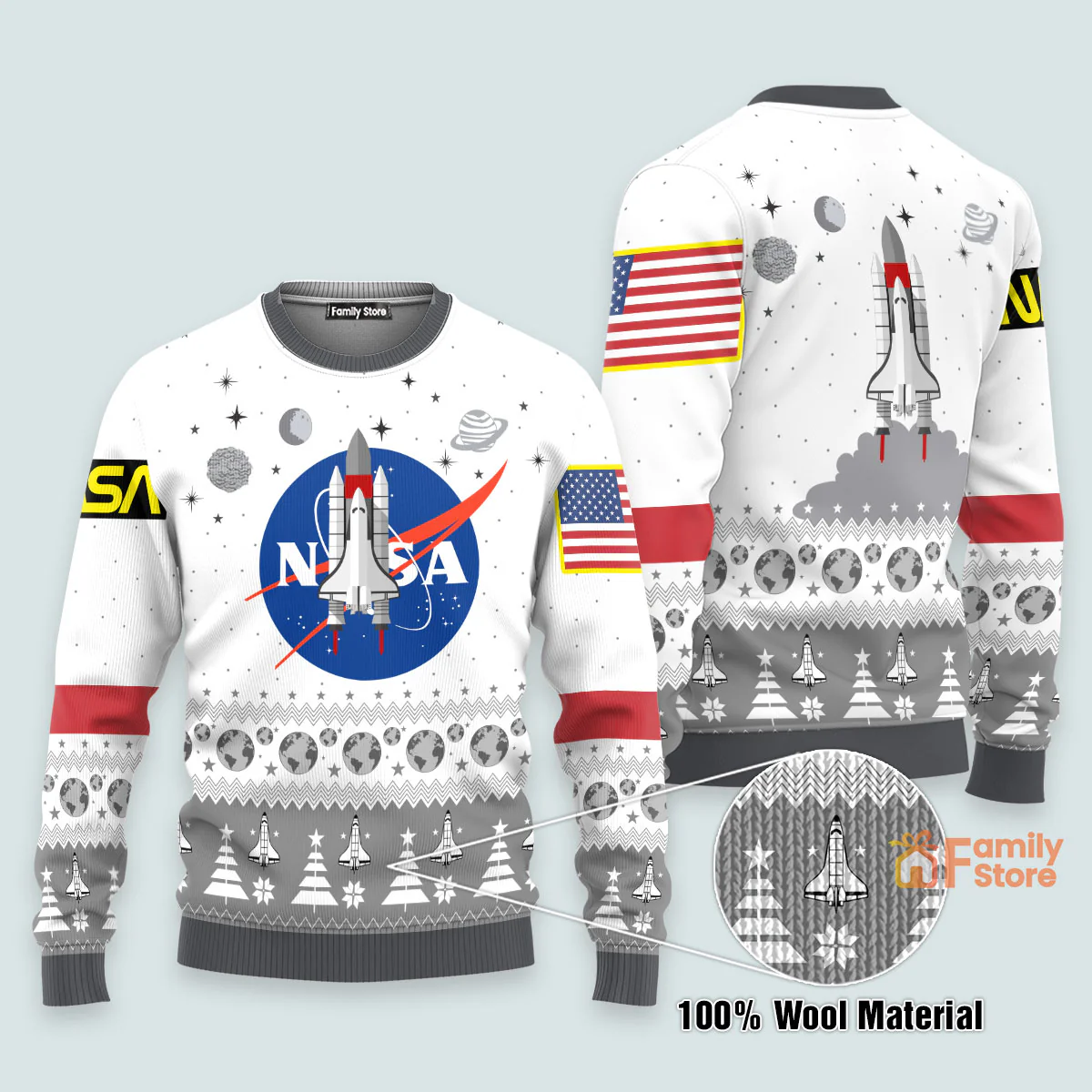 NASA Christmas Edition - Funny Ugly Sweatshirt - Image 3