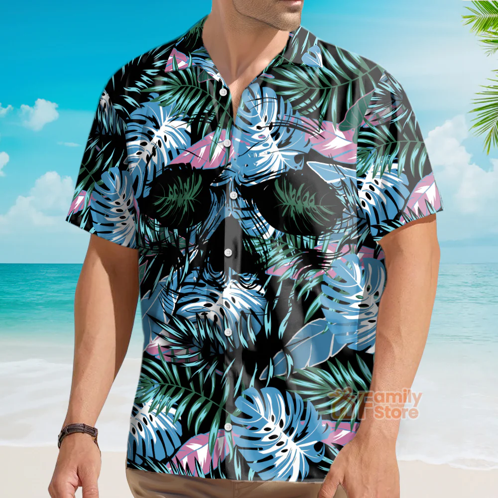 Leaves Tropical Floral Skull - Hawaiian Shirt - Image 3