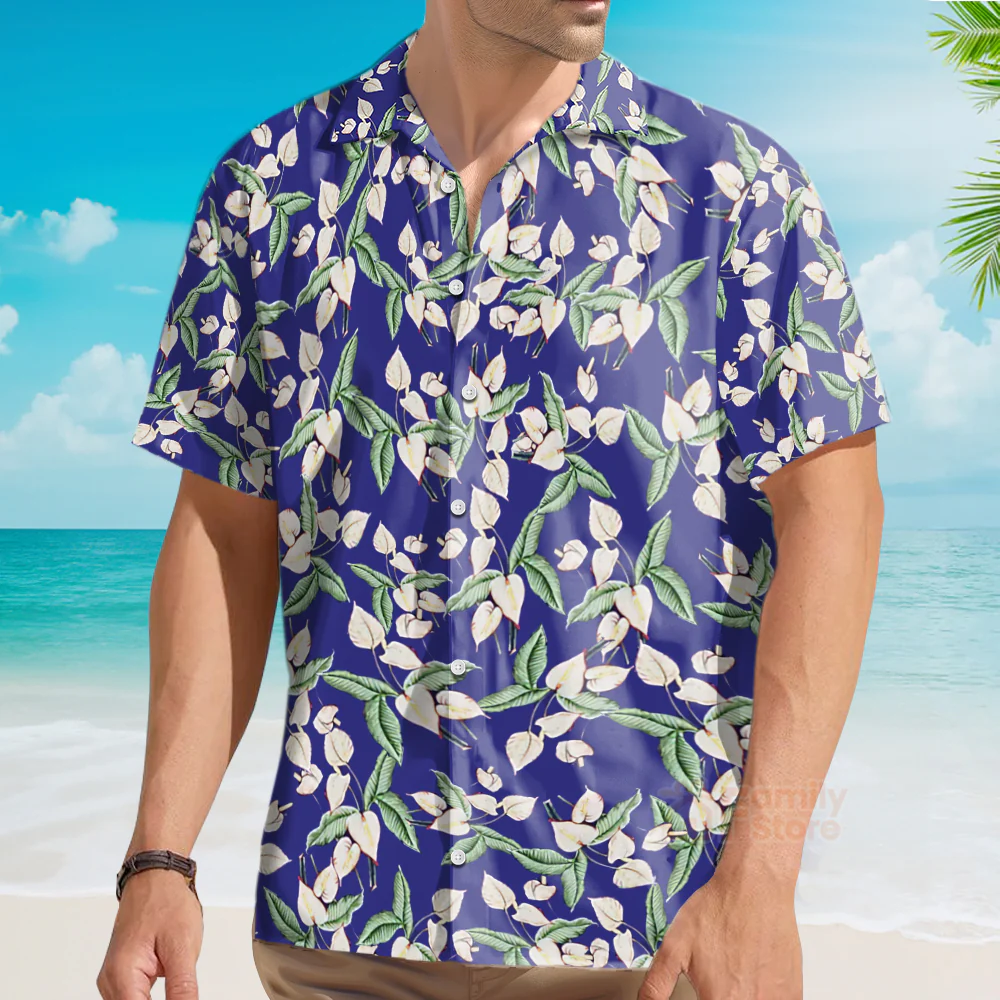 Tom Selleck Magnum Pi Mini Anthurium Blue Costmes - Hawaii Shirt - Image 3