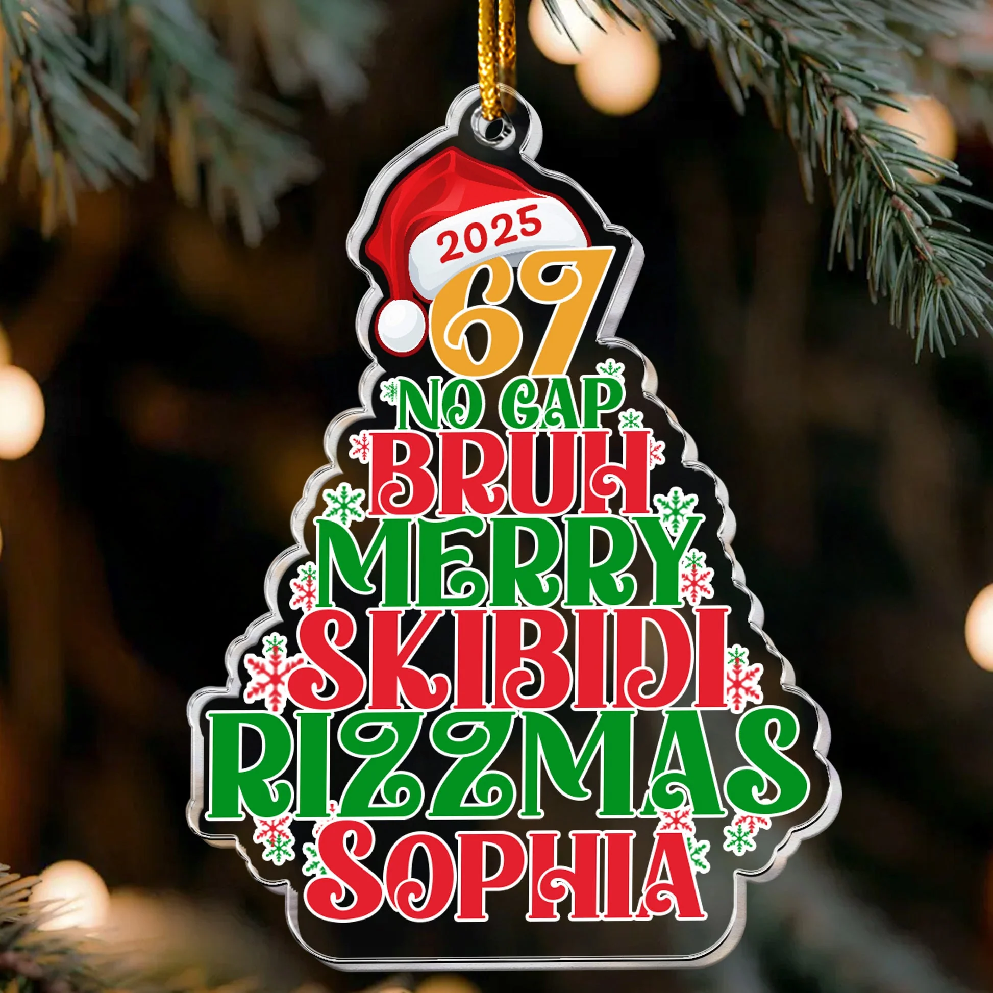 67 Bruh 2025 Slang - Personalized Acrylic Ornament - Christmas Gift For Family NL122