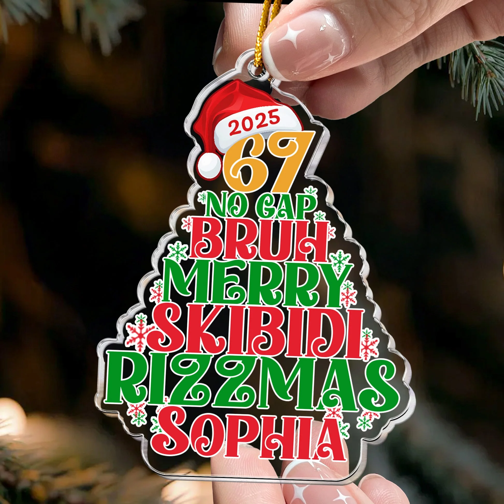67 Bruh 2025 Slang - Personalized Acrylic Ornament - Christmas Gift For Family NL122 - Image 2