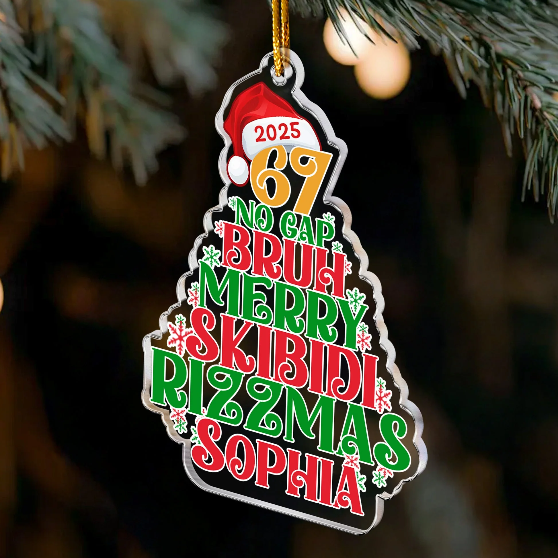 67 Bruh 2025 Slang - Personalized Acrylic Ornament - Christmas Gift For Family NL122 - Image 3