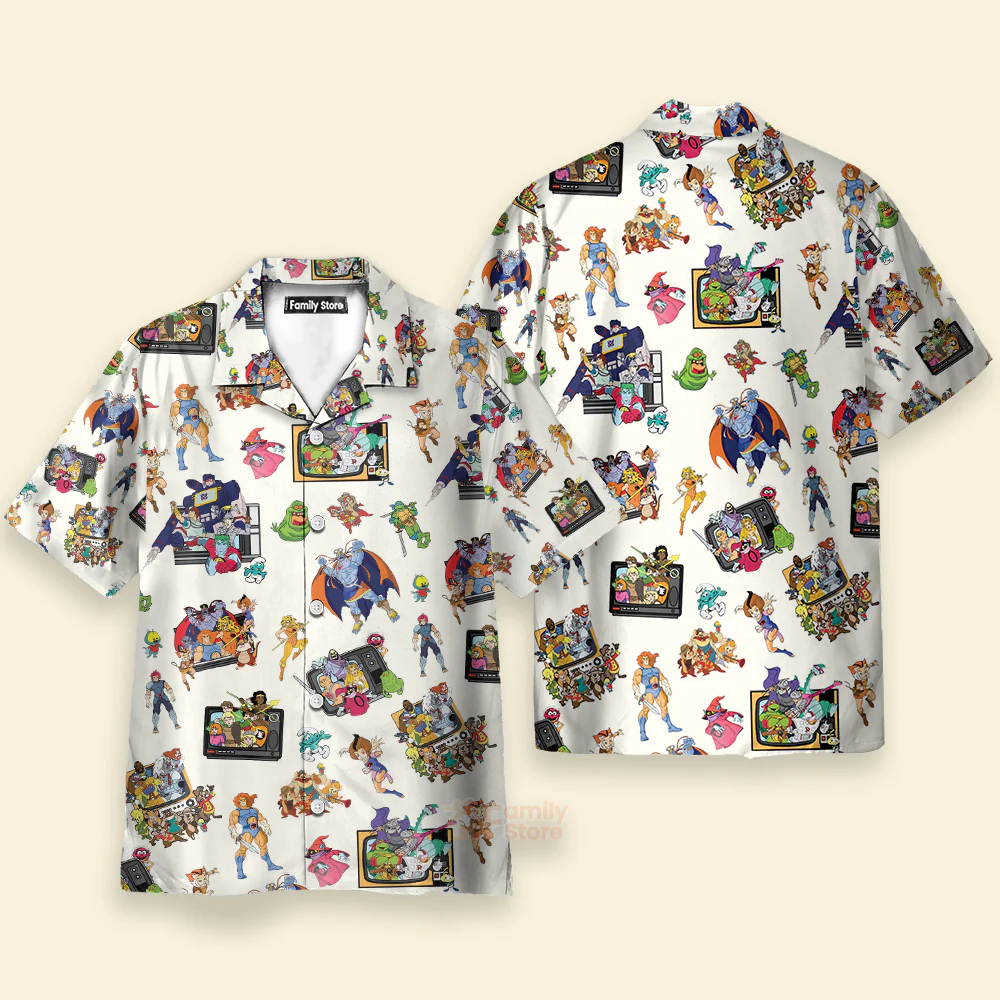 80S Famous Cartoon Characters Pattern Hawaiian Shirt - Image 3
