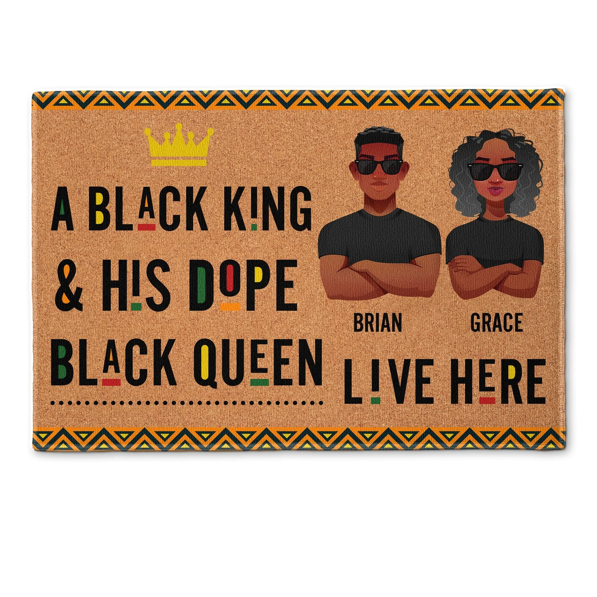 A Black King & His Dope Black Queen Live Here - Personalized Door Mat - Gift For Family, Husband Wife, African American - CL50 NA94 - Image 2