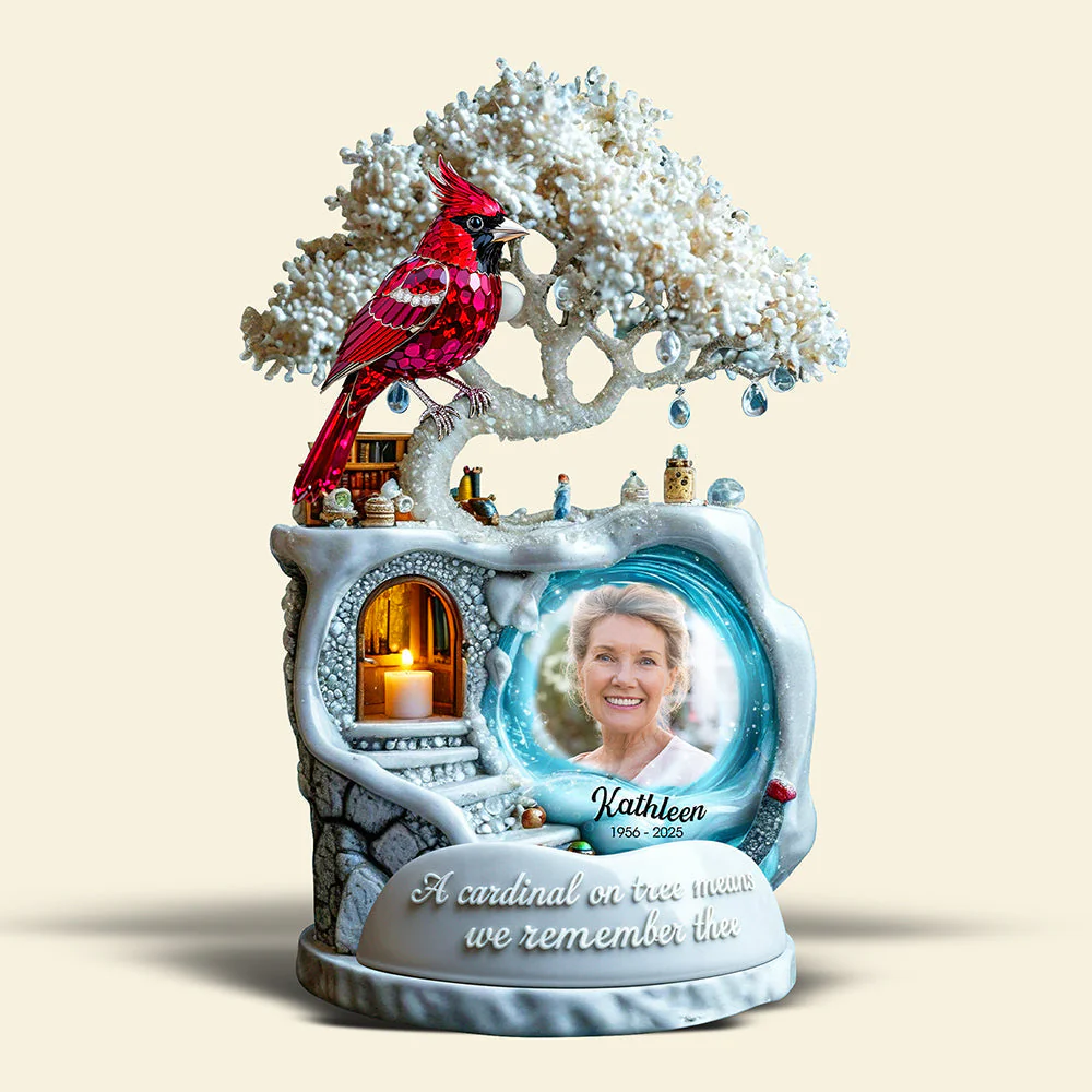 A Cardinal On Tree Means We Remember Thee - Personalized Custom Photo Acrylic Plaque - Christmas Gift For Family, Memorial Human HH01 - Image 4
