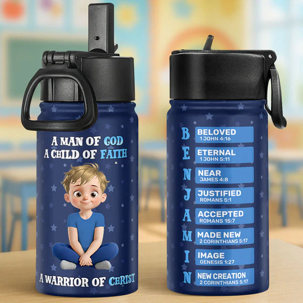 A Child Of Faith - Personalized Kid Water Bottle - Gift For Kids, Back To School | GR25 TD118 - Image 2