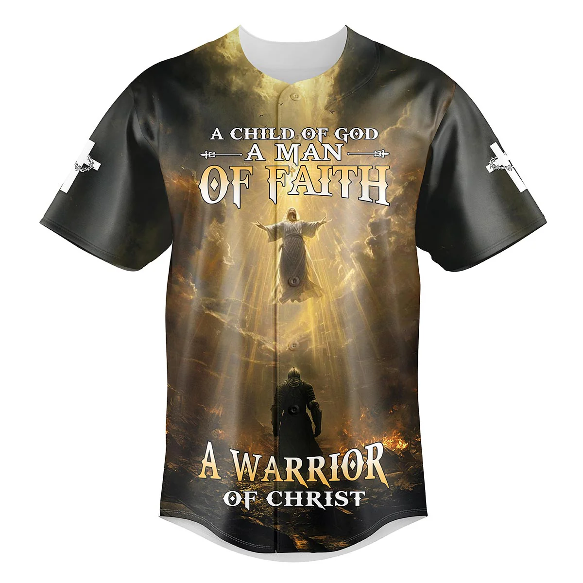 A Child Of God A Man Of Faith A Warrior Of Christ Baseball Jersey Bundle - Image 3