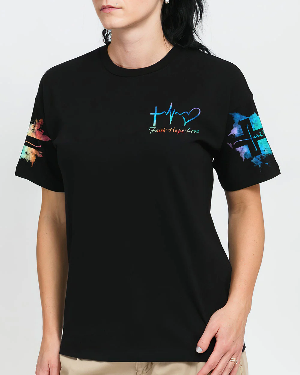 A Child Of God A Woman Of Faith Lion Warrior Women's All Over Print Shirt - Ri2406235 - Image 3