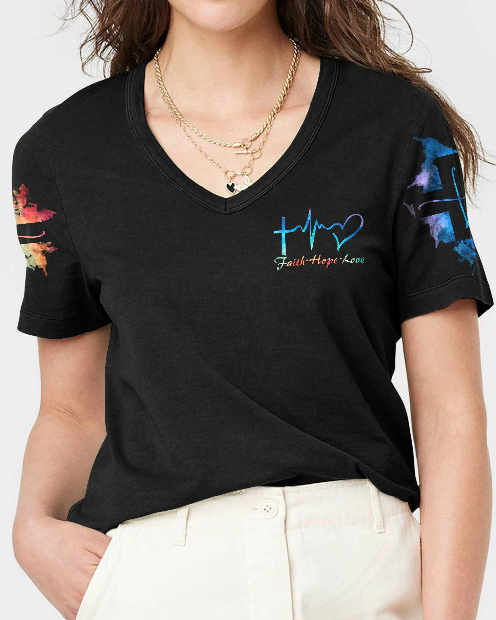 A Child Of God A Woman Of Faith Lion Warrior Women's All Over Print Shirt - Ri2406235 - Image 5