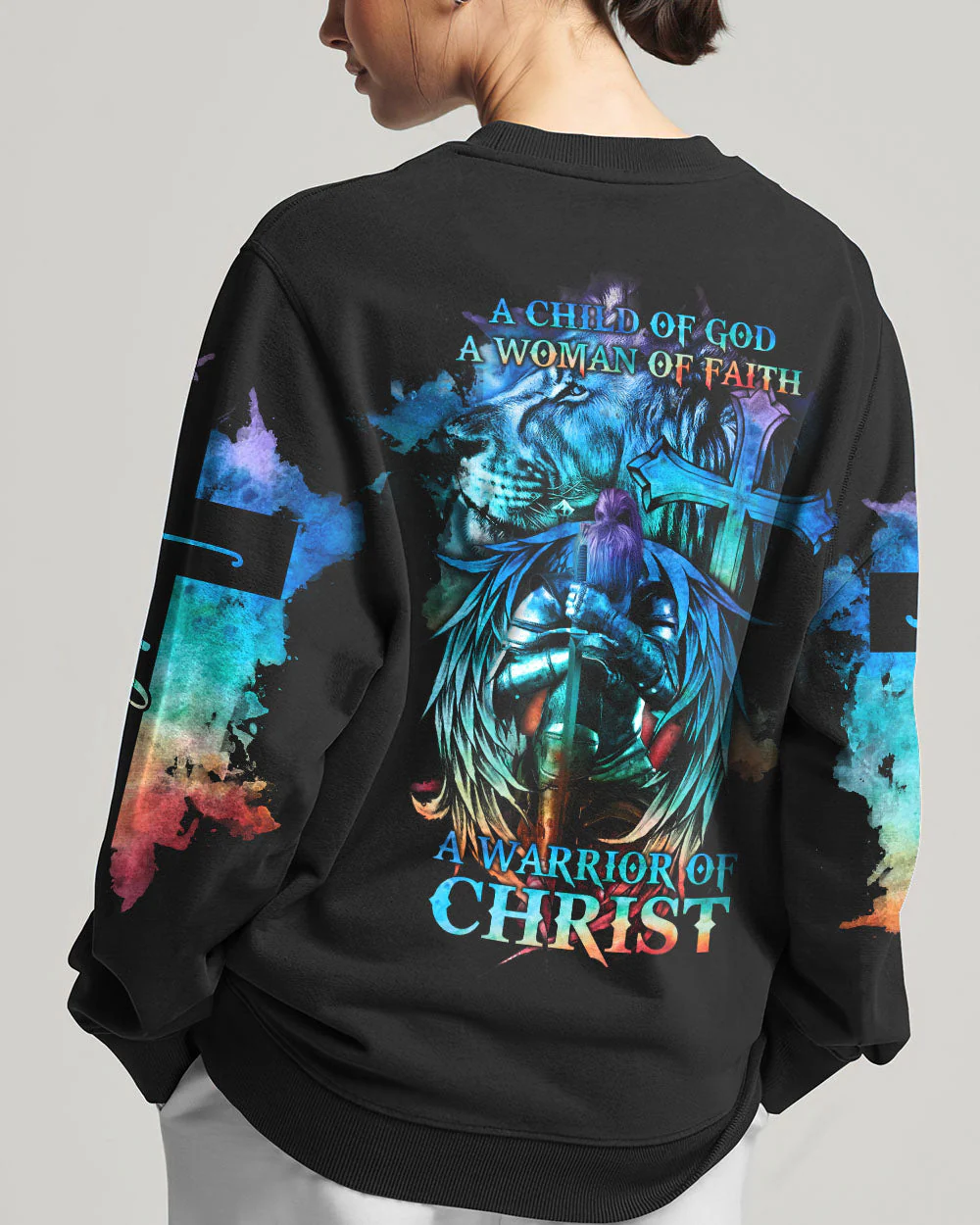 A Child Of God A Woman Of Faith Lion Warrior Women's All Over Print Shirt - Ri2406235 - Image 7
