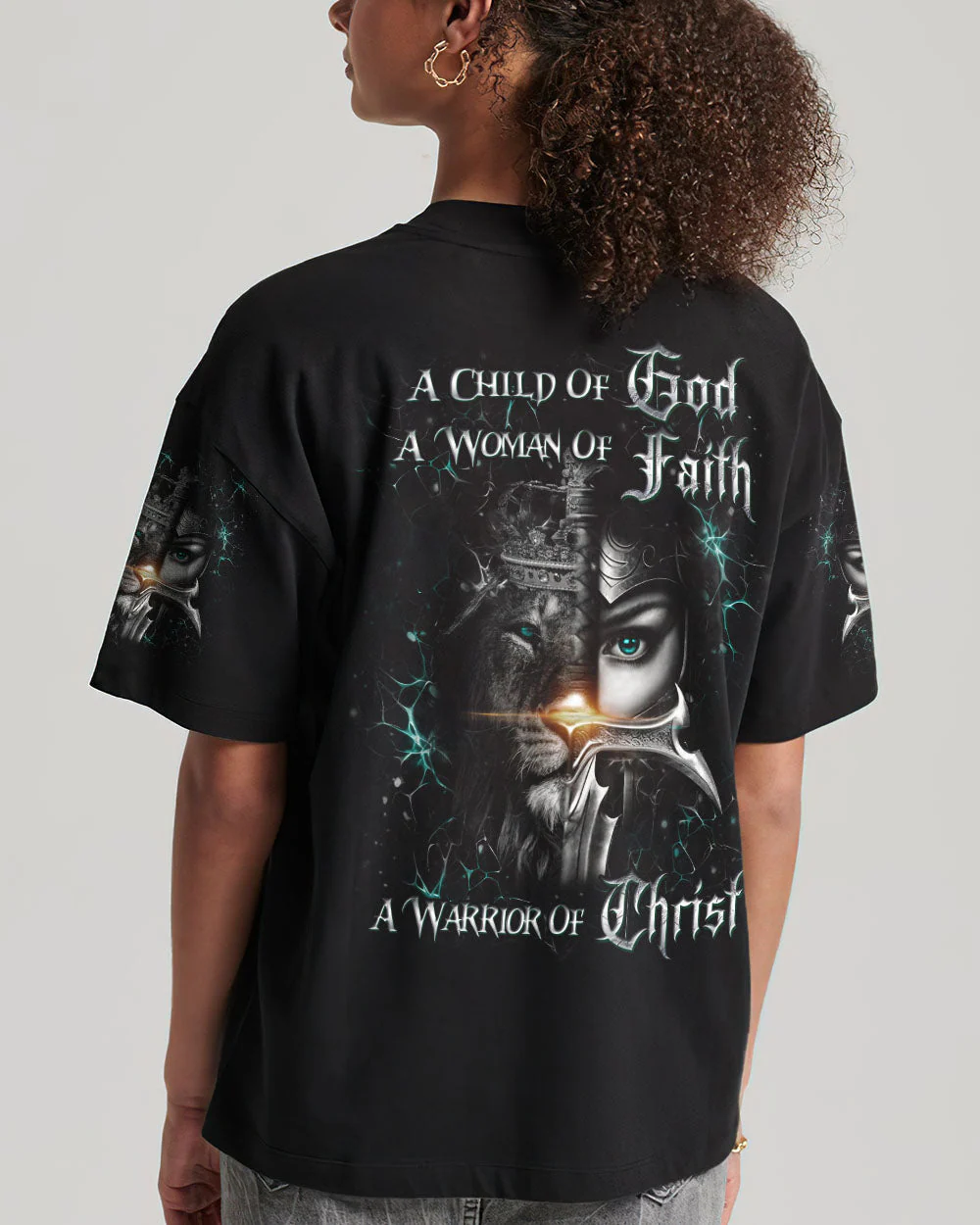 A Child Of God A Woman Of Faith - Women's All Over Print Shirt TD118 - Image 4