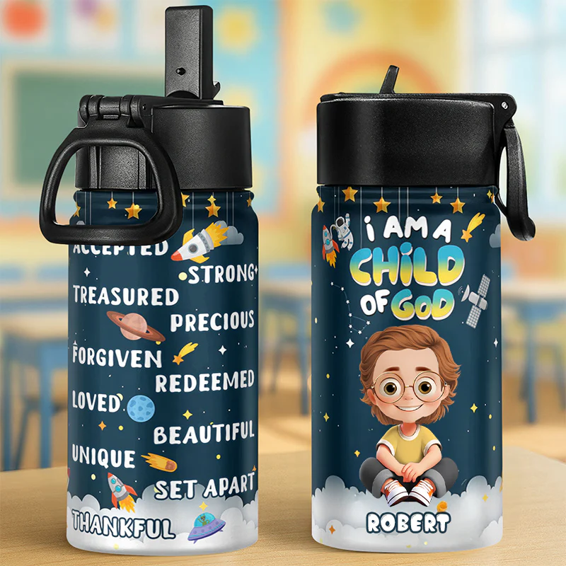 A Child Of God - Personalized Kid Water Bottle - Gift For Kids | GR25 TD118. - Image 2