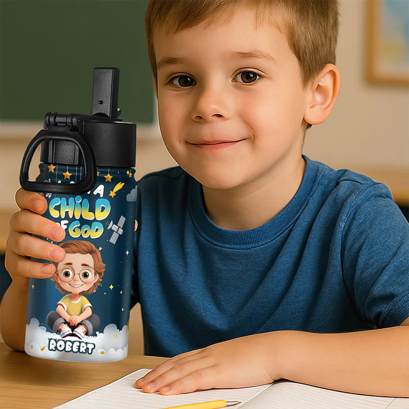 A Child Of God - Personalized Kid Water Bottle - Gift For Kids | GR25 TD118. - Image 3