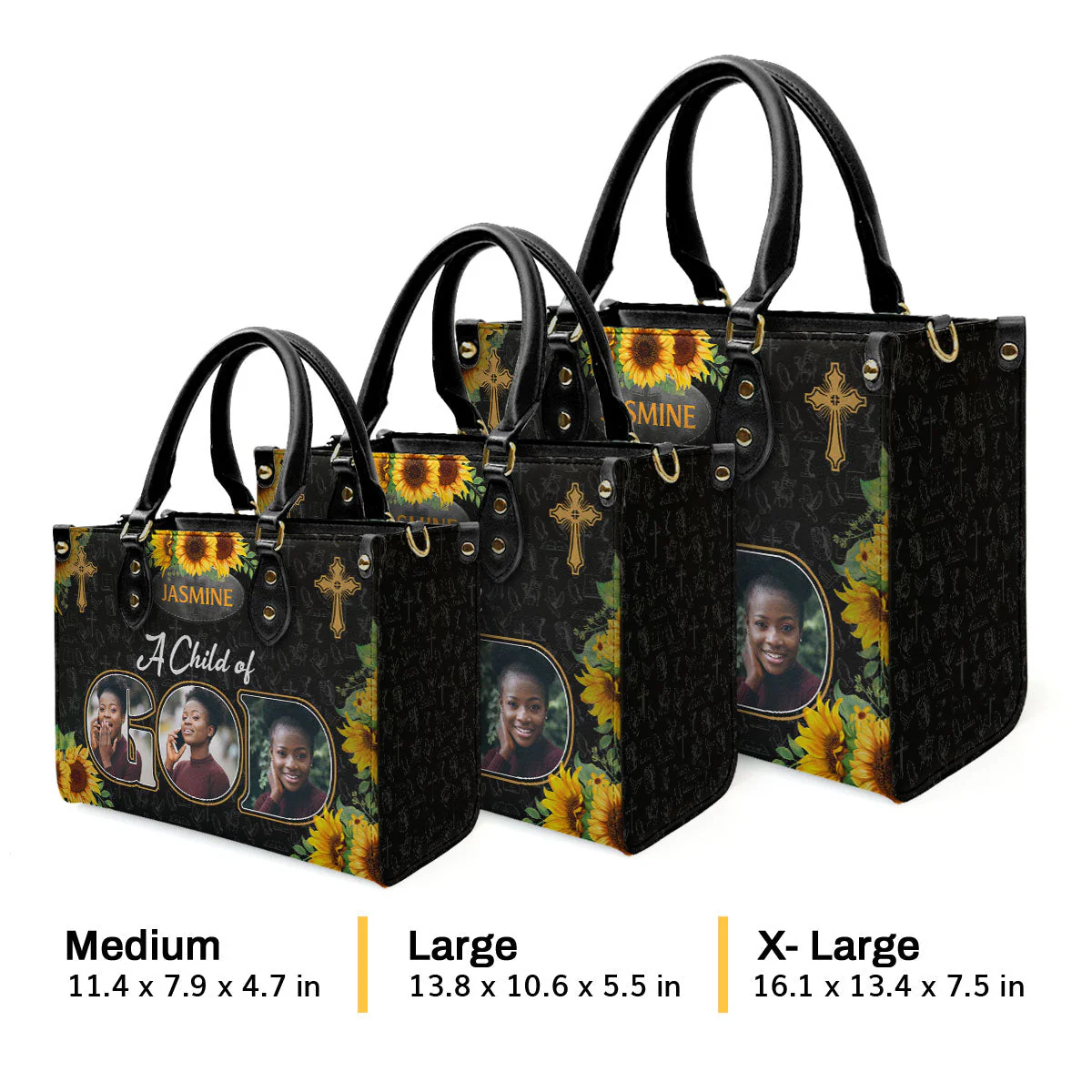 A Child Of God - Scripture Gifts For Women Of God - Personalized Leather Handbag With Handle - AT4080605 - Image 3