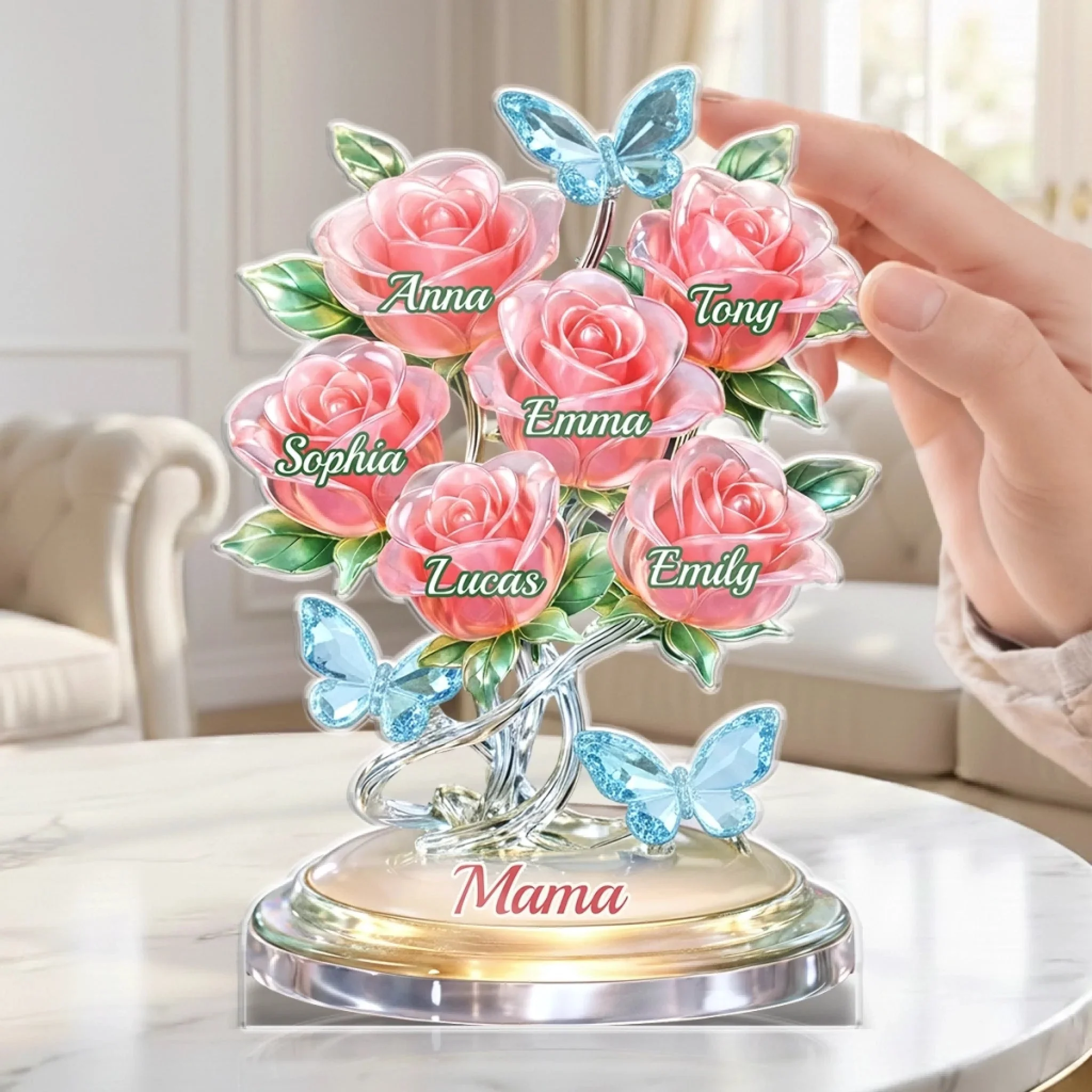 A Family Bouquet, Forever Fresh - Personalized Shape Acrylic Plaque - Gift For Mom, Grandma HN02 - Image 2