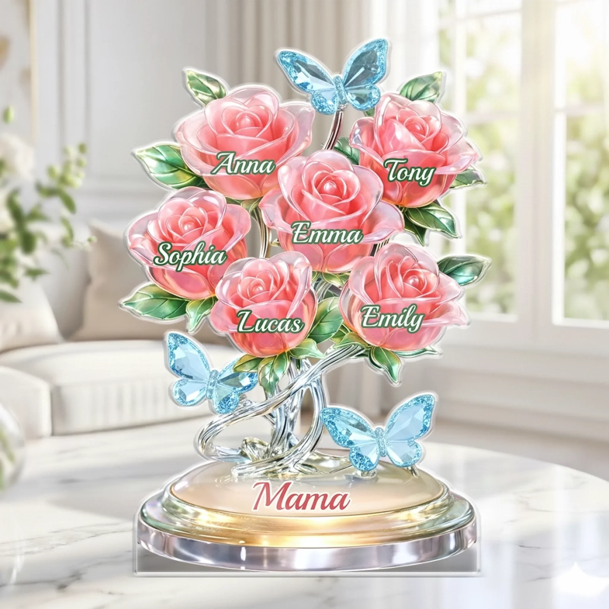 A Family Bouquet, Forever Fresh - Personalized Shape Acrylic Plaque - Gift For Mom, Grandma HN02 - Image 3