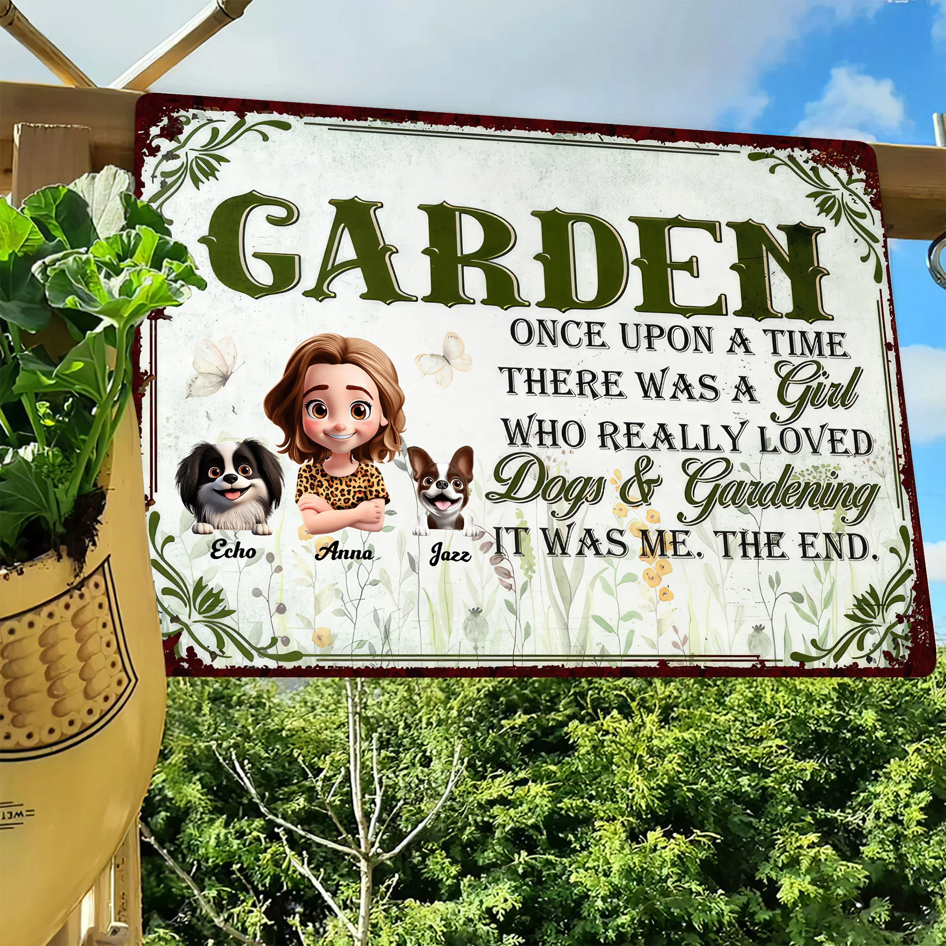 A Girl Who Loves Dog And Gardening - Personalized Metal Sign - Gift For Gardening Lovers, Dog Lovers | CLP16 NA94