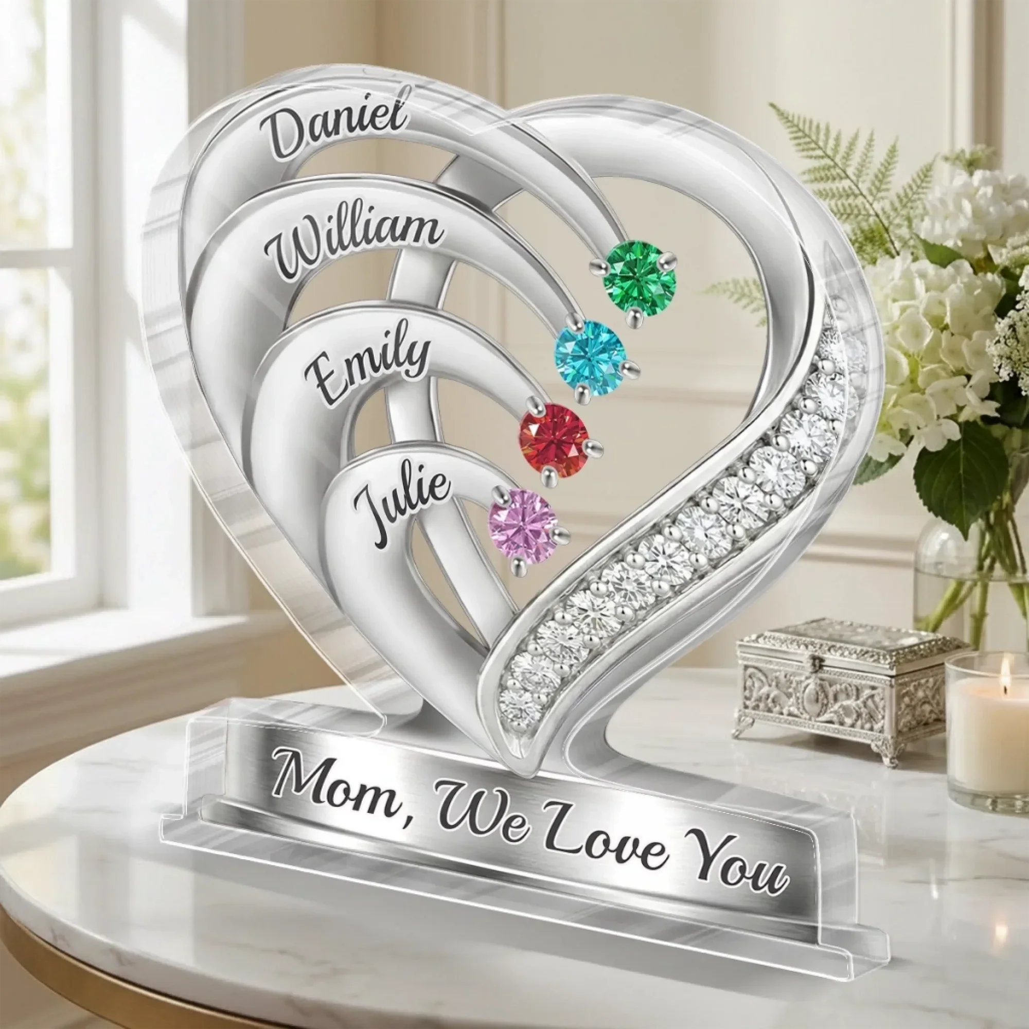 A Heart Full Of Sparkle - Personalized Shape Acrylic Plaque - Gift For Mom, Grandma HN02 - Image 2
