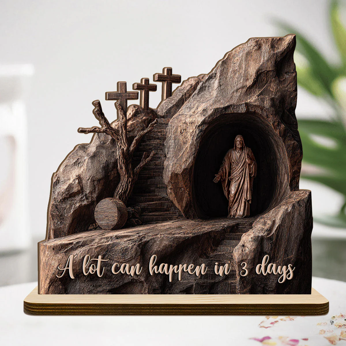 A Lot Can Happen In 3 Days - Shaped Wooden Plaque - Christian Gift For Him BA01 - Image 2
