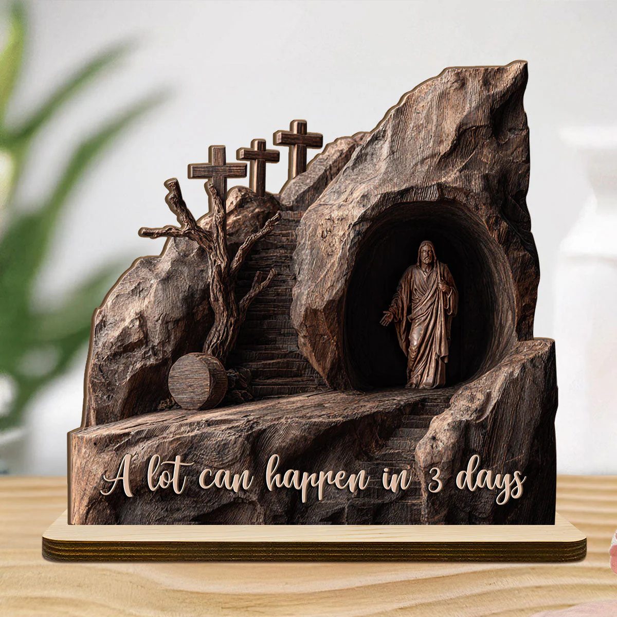 A Lot Can Happen In 3 Days - Shaped Wooden Plaque - Christian Gift For Him BA01 - Image 5