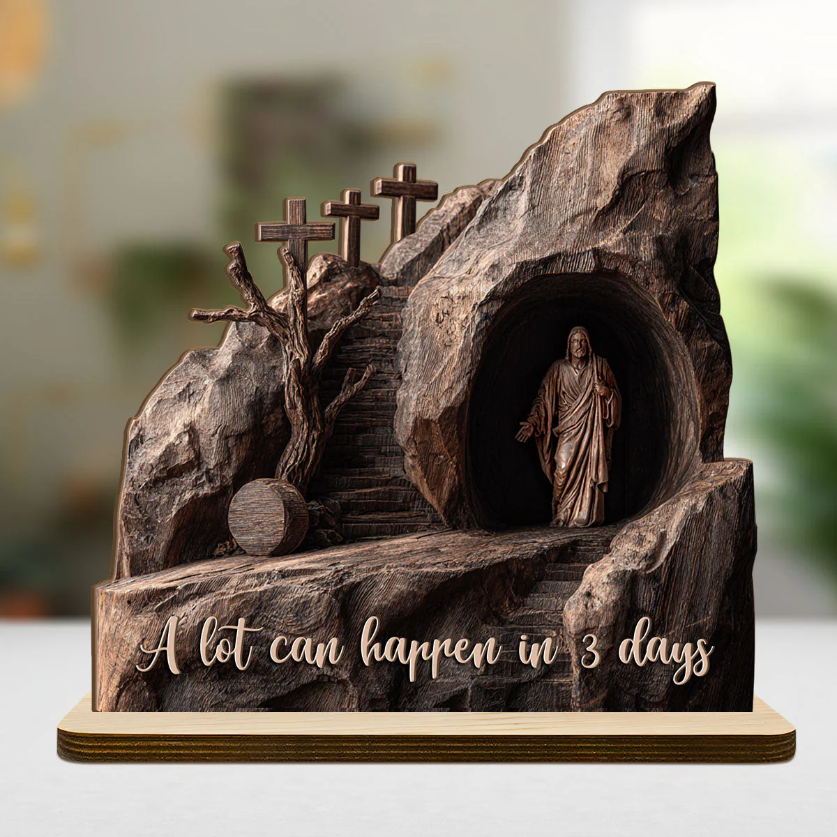 A Lot Can Happen In 3 Days - Shaped Wooden Plaque - Christian Gift For Him BA01 - Image 6