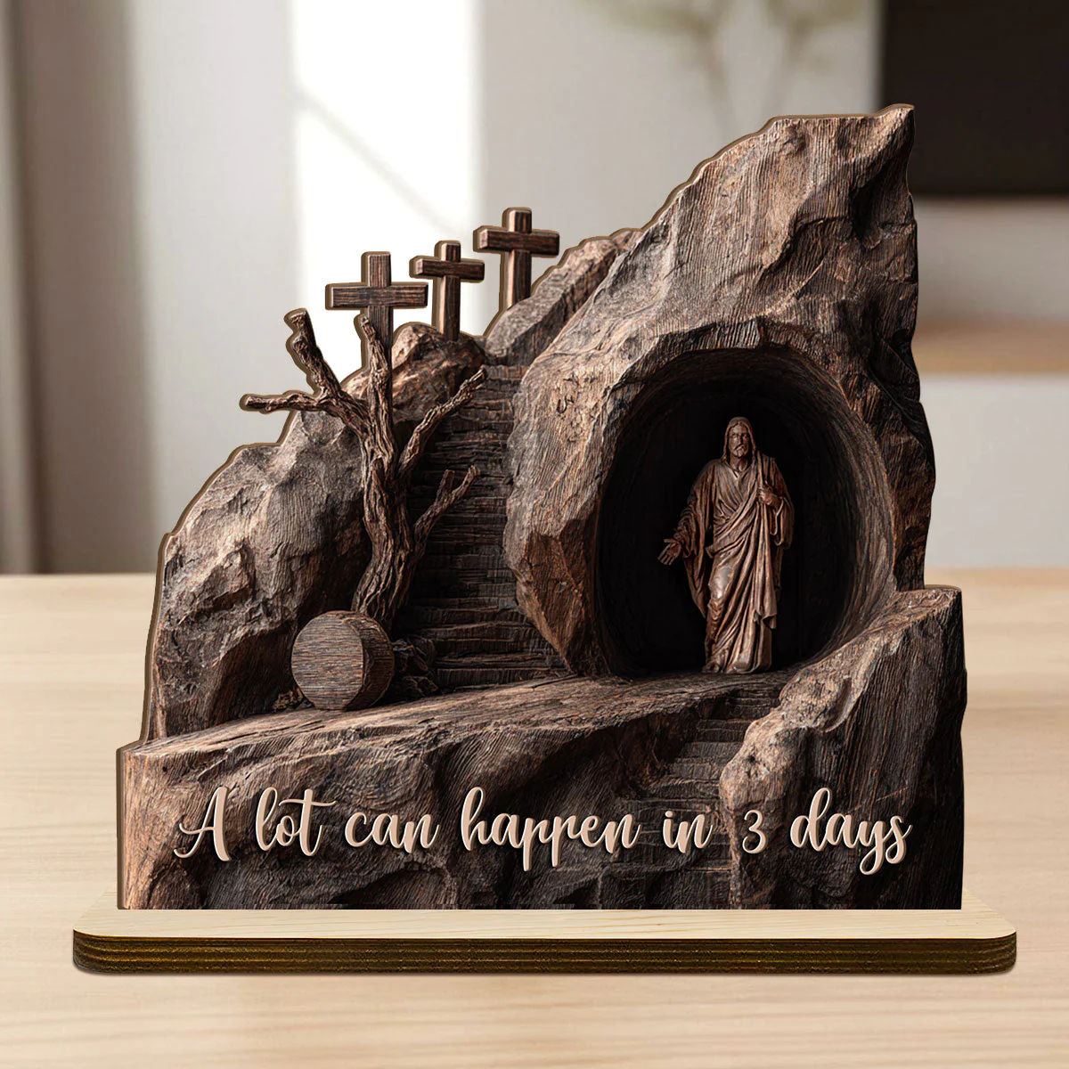 A Lot Can Happen In 3 Days - Shaped Wooden Plaque - Christian Gift For Him BA01 - Image 7