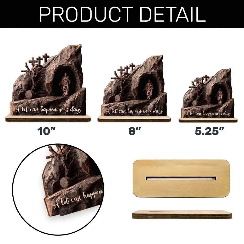 A Lot Can Happen In 3 Days - Shaped Wooden Plaque - Christian Gift For Him BA01 - Image 8