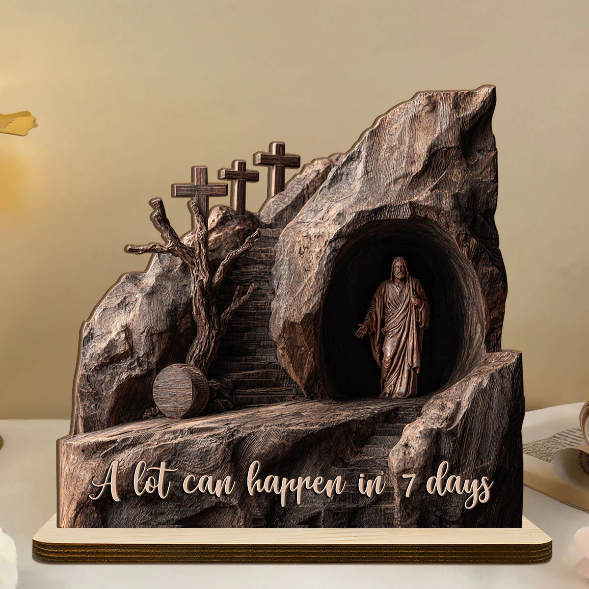 A Lot Can Happen In 7 Days - Shaped Wooden Plaque - Christian Gift For Him BA01 - Image 2