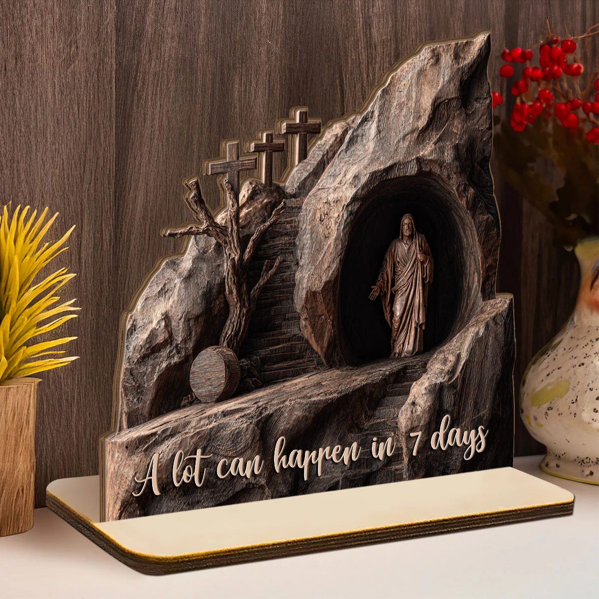A Lot Can Happen In 7 Days - Shaped Wooden Plaque - Christian Gift For Him BA01 - Image 3