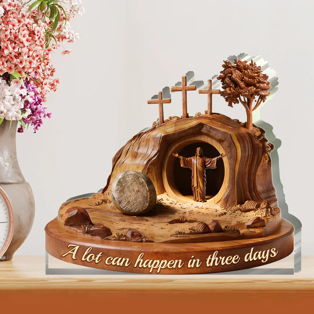 A lot can happen in three days - Custom Shaped Acrylic Plaque - Christian Gift For Him BA01 - Image 2
